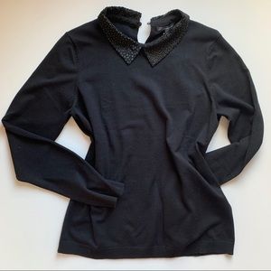 Adrianna Papell Black Pan Collar Shirt